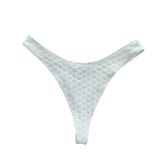 Victoria's Secret PINK Other - Victoria's Secret PINK Frankies Bikinis White Eyelet High Leg Thong Bottom XL‎